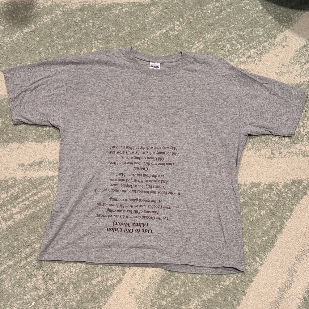 Union College Alma Mater T-shirt “Ode to Old Union” Gray T-shirt.